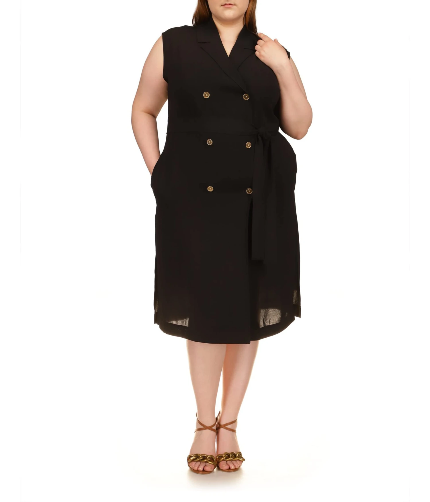 MICHAEL Michael Kors Plus Size Drapey Crepe Trench Dress 1 MICHAEL Michael Kors Plus Size Drapey Crepe Trench Dress