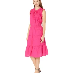 Maggy London Plus Size Midi Dress With Flounce And Tiered Bottoms