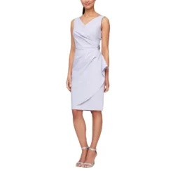 Alex Evenings Short Slimming Dress With Side Ruched Skirt