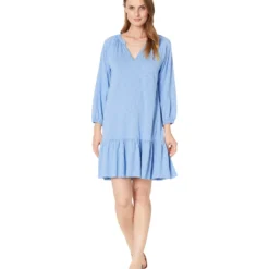 Lilla P Flame Modal 3/4 Sleeve Shirred Raglan Dress -Cheap Styleocity Store 618GKXMuN1L