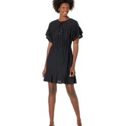 MICHAEL Michael Kors Lace-Up Lace Ruffle Mini Dress -Cheap Styleocity Store 619FUivo9YL