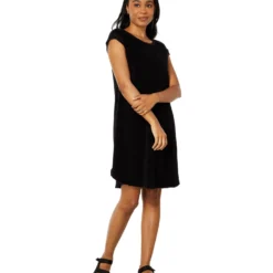 Mod-o-doc Terry Cloth Twist Cap Sleeve Boatneck Dress