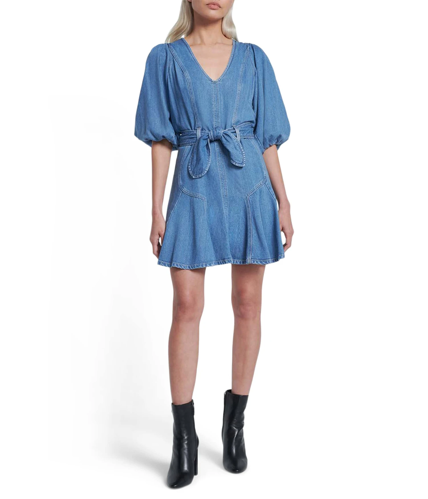 7 For All Mankind Eco Lustre Puff Sleeve Dress 1 7 For All Mankind Eco Lustre Puff Sleeve Dress