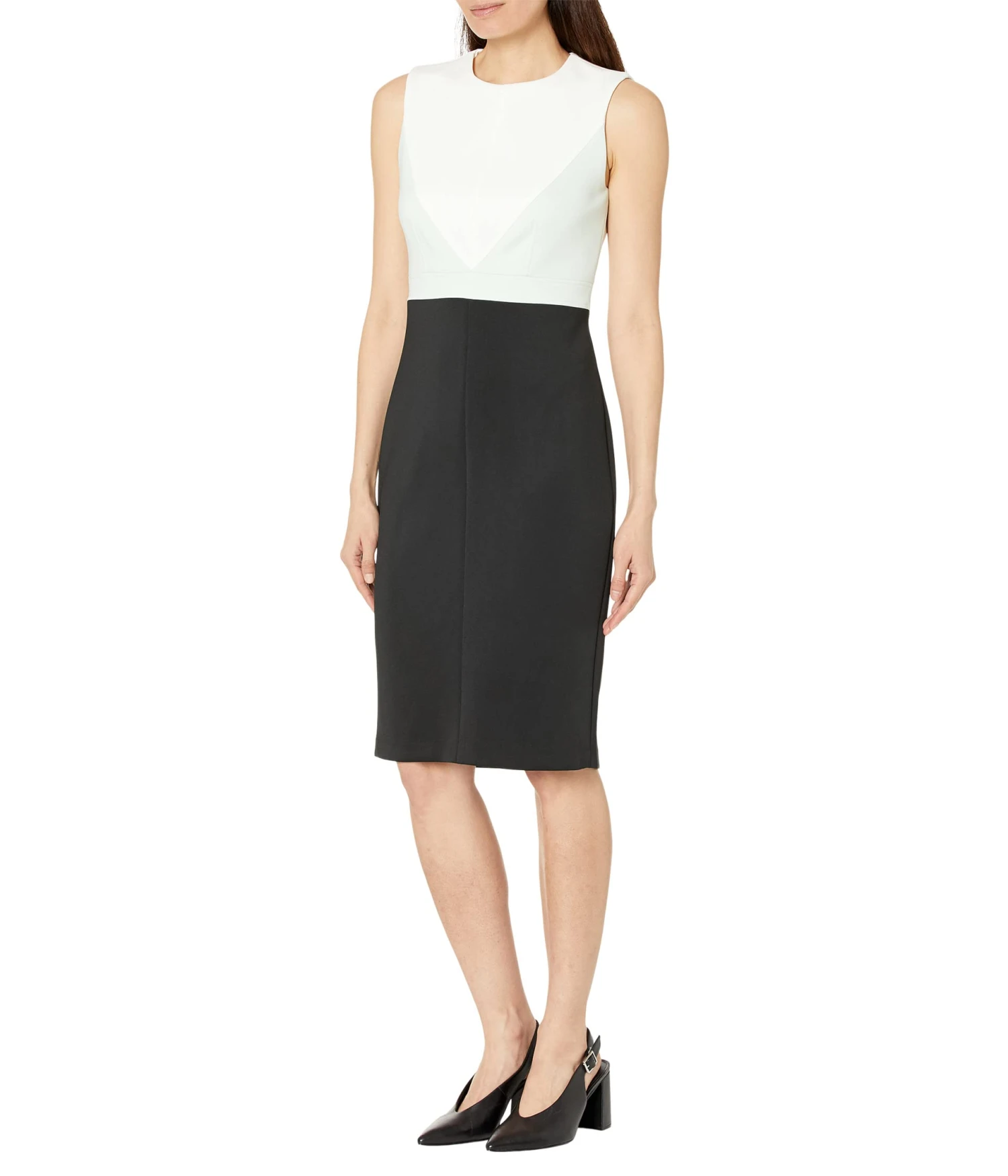 Calvin Klein Scuba Sheath With Color-Block Detail 1 Calvin Klein Scuba Sheath With Color-Block Detail