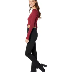 Madden Girl Long Sleeve V-Neck Puff Shoulder Top With Ruching -Cheap Styleocity Store 61aA0v1ngCL