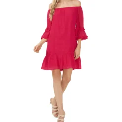 CeCe Over-the-Shoulder Flounce Dress