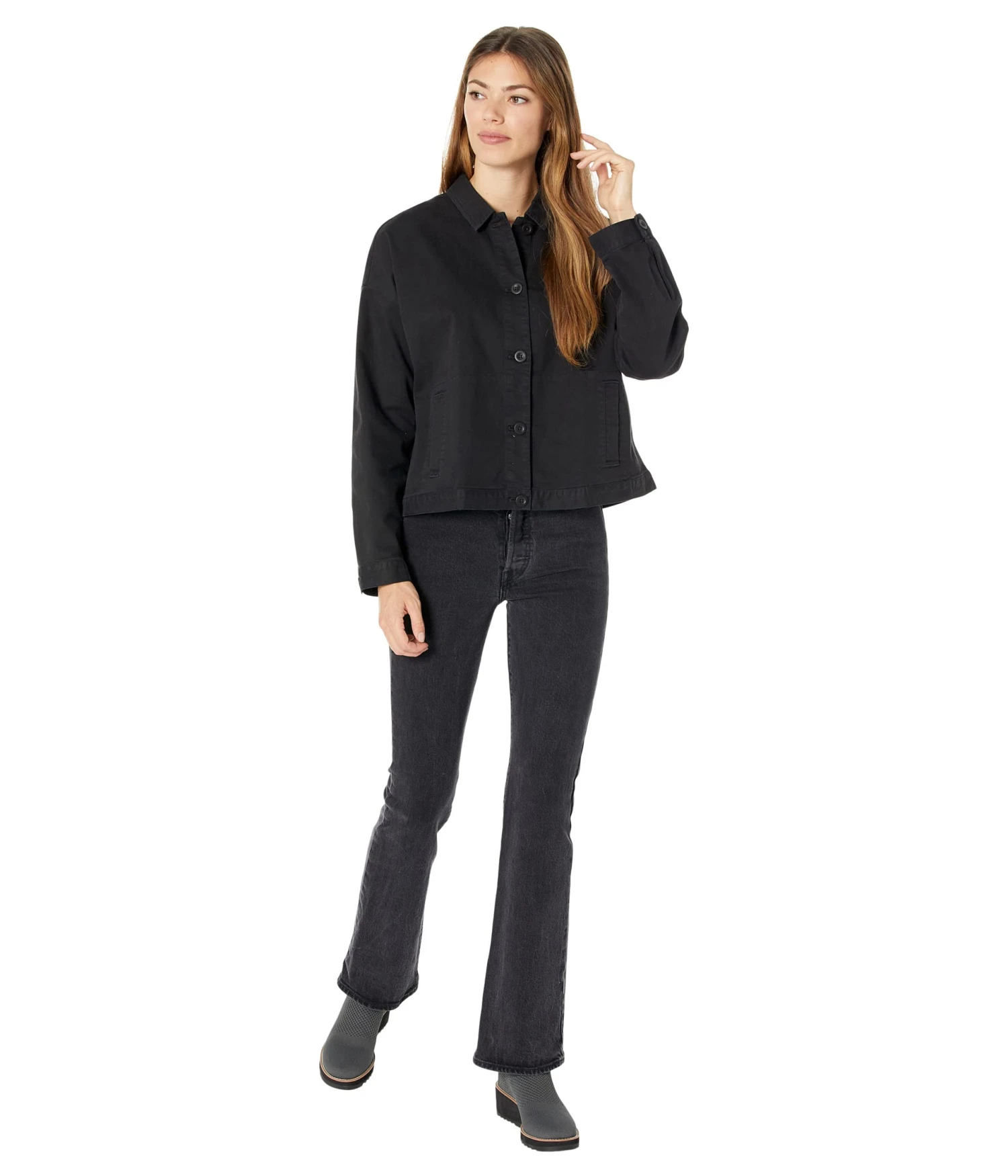 Eileen Fisher Classic Collar Jacket In Organic Cotton Stretch Denim 4 Eileen Fisher Classic Collar Jacket In Organic Cotton Stretch Denim - Image 4