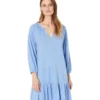 Lilla P Flame Modal 3/4 Sleeve Shirred Raglan Dress