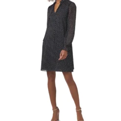 CeCe Long Sleeve Duet Mini Dot Dress