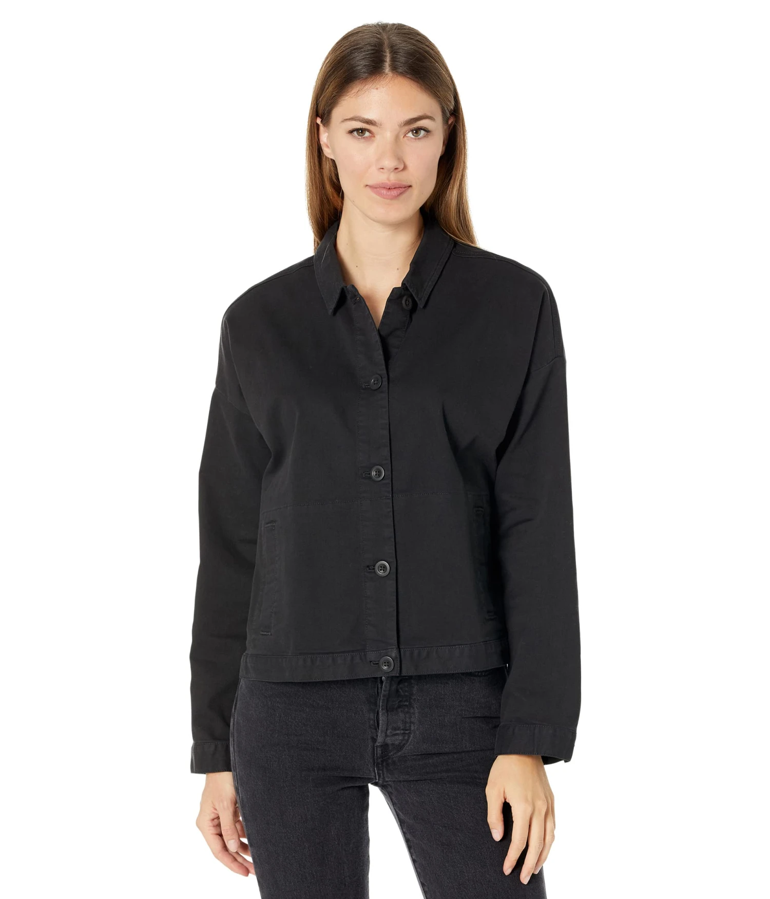 Eileen Fisher Classic Collar Jacket In Organic Cotton Stretch Denim 1 Eileen Fisher Classic Collar Jacket In Organic Cotton Stretch Denim