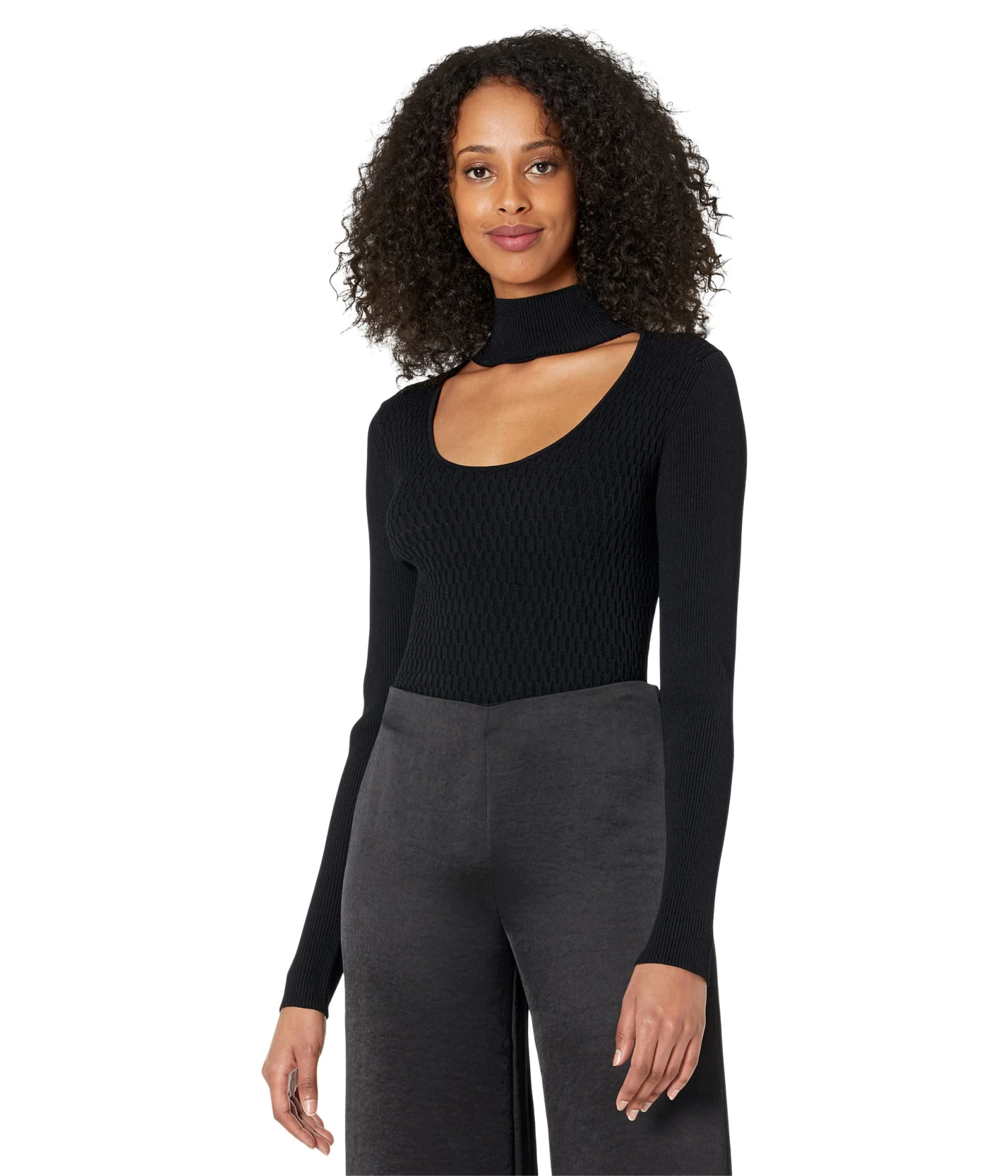 MILLY Ribbed Half Moon Neck Sweater 1 MILLY Ribbed Half Moon Neck Sweater