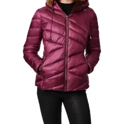 Bernardo Fashions Crisscross Hooded Puffer Jacket