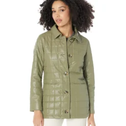 Sam Edelman Quilted Vegan Leather Shirt Jacket
