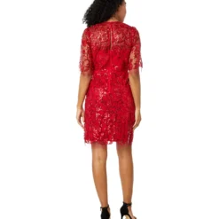Maggy London Short Sequin Dress With Mid Length Flare Sleeves And High Neckline -Cheap Styleocity Store 71u3DgeyrVL