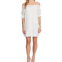 CeCe Off-the-Shoulder Clip Dot Dress