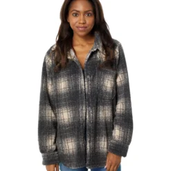 Dylan By True Grit Park City Plaid Sherpa Shirt