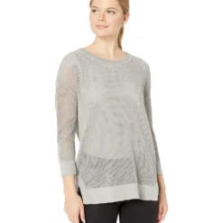 Tribal 3/4 Sleeve Lurex Sweater