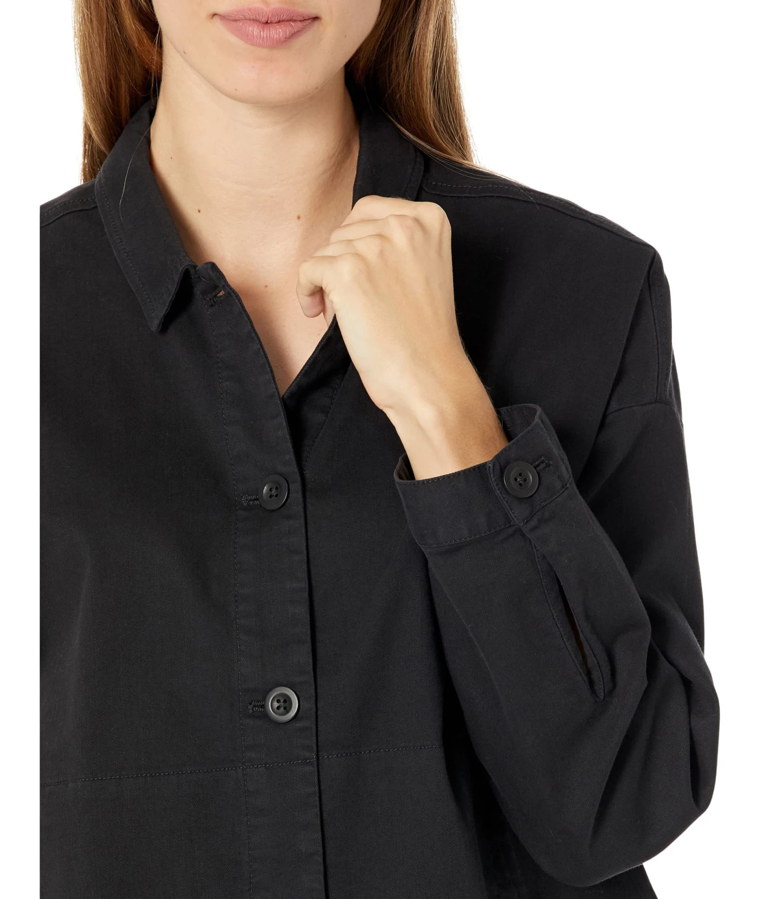 Eileen Fisher Classic Collar Jacket In Organic Cotton Stretch Denim 3 Eileen Fisher Classic Collar Jacket In Organic Cotton Stretch Denim - Image 3