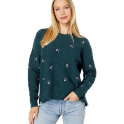 Madewell Embroidered Cross-Stitch Floral Pullover Sweater
