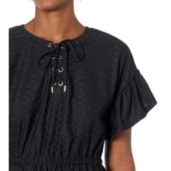 MICHAEL Michael Kors Lace-Up Lace Ruffle Mini Dress -Cheap Styleocity Store 81HTS4AoNhL