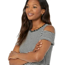 MICHAEL Michael Kors Stripe Cold-Shoulder Midi Dress 5 MICHAEL Michael Kors Stripe Cold-Shoulder Midi Dress -Cheap Styleocity Store 81P8XwGHdbL