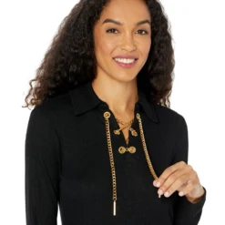 MICHAEL Michael Kors Rib Chain Lace-Up Shift Dress -Cheap Styleocity Store 81RAHEyQiaL