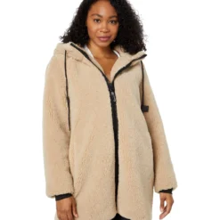 Sanctuary Hooded Zip Front Sherpa