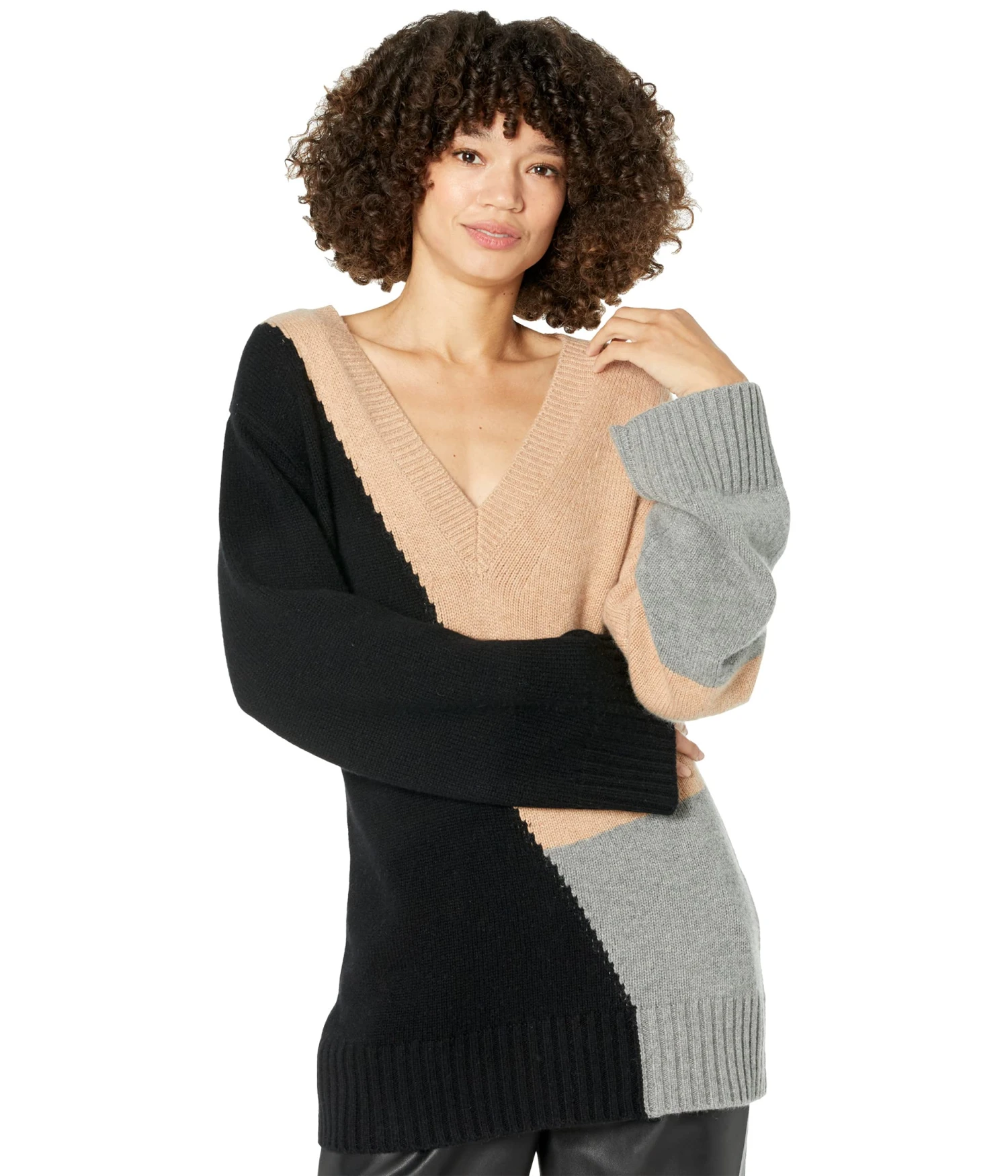 EQUIPMENT Aminne Color-Block V-Neck Sweater 1 EQUIPMENT Aminne Color-Block V-Neck Sweater