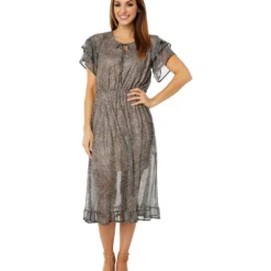 Bobeau Ruffle Sleeve Midi Dress