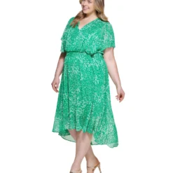 DKNY Plus Size V-Neck Flutter Sleeve Dress