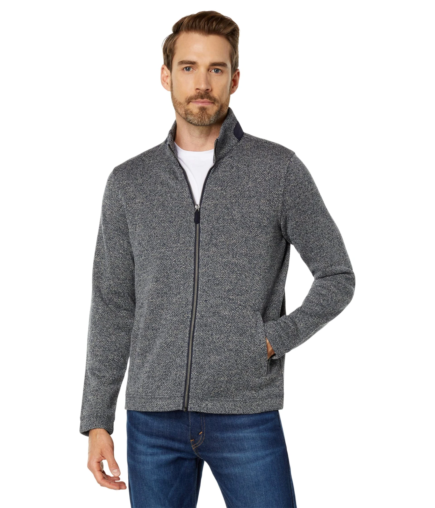 Johnston & Murphy Marled Rib Full Zip 1 Johnston & Murphy Marled Rib Full Zip