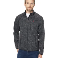 U.S. POLO ASSN. Space Dye Zip Front Sweater Fleece