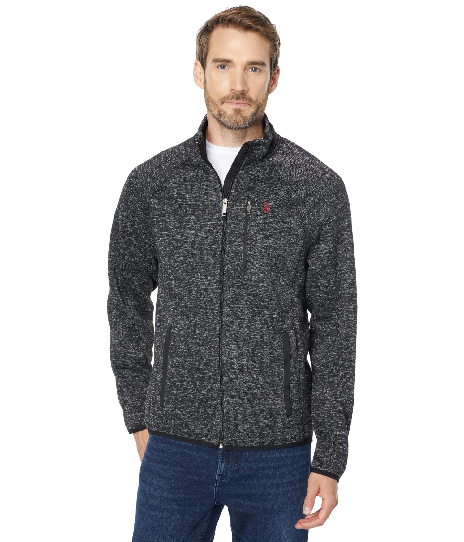 U.S. POLO ASSN. Space Dye Zip Front Sweater Fleece 1 U.S. POLO ASSN. Space Dye Zip Front Sweater Fleece