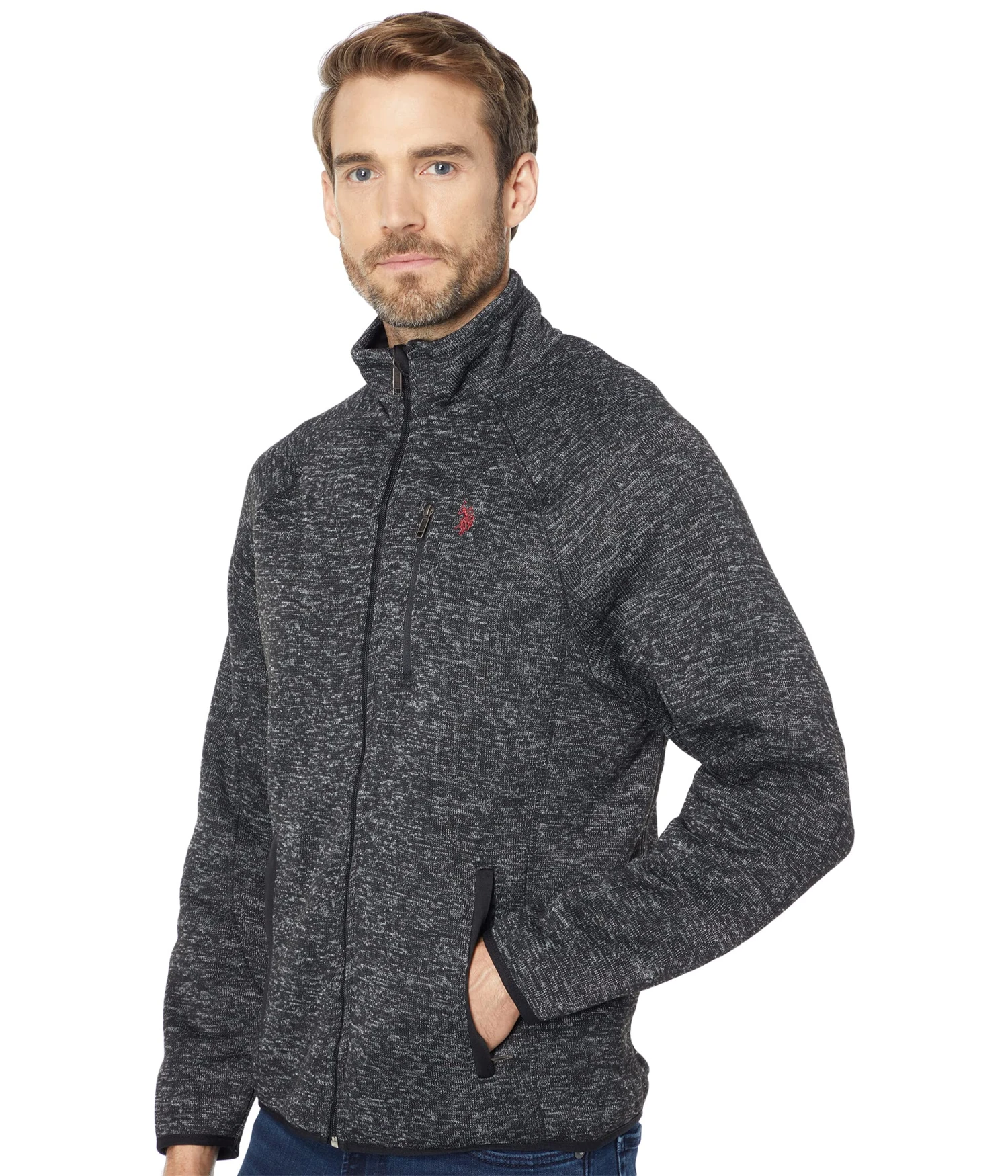 U.S. POLO ASSN. Space Dye Zip Front Sweater Fleece 3 U.S. POLO ASSN. Space Dye Zip Front Sweater Fleece - Image 3